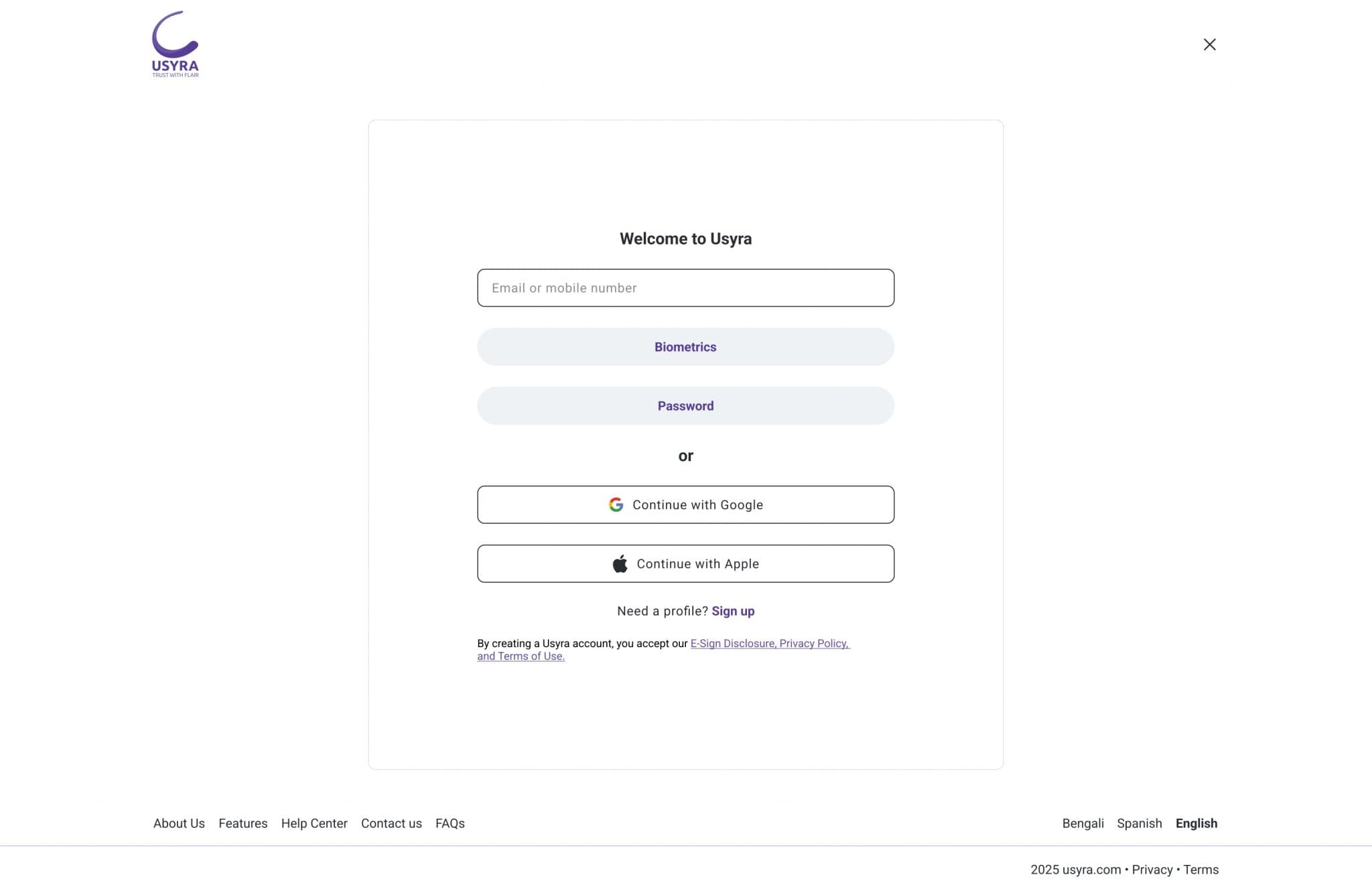 Login after
