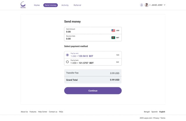 Payment methods screen